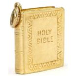 9ct gold Holy Bible charm, 1.5cm high, 1.4g : For further information on this lot please visit