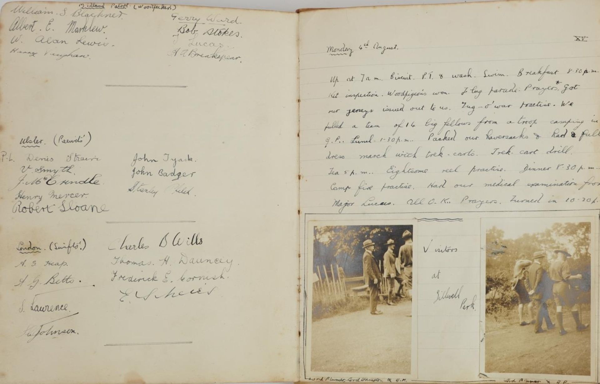 Early 20th century notebook for Recognised Scout Officers training camps relating to William Russell - Image 9 of 16