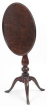 Victorian mahogany tilt top table with tripod base, 69.5cm high x 56cm in diameter : For further