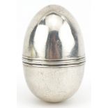 George III silver nutmeg grater in the form of an egg, SM maker's mark, London 1792, 4cm high, 15.3g