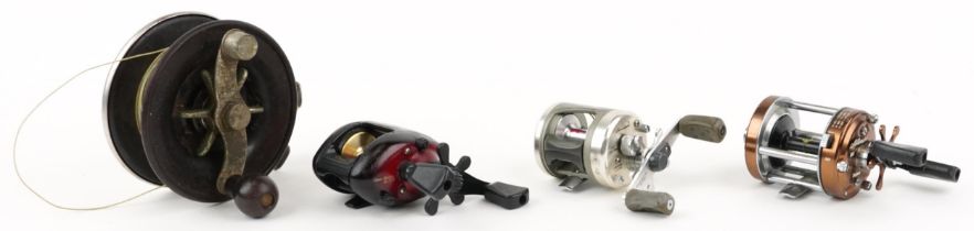 Three vintage and later fishing reels : For further information on this lot please visit