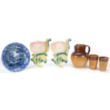 Collectable china including Royal Doulton stoneware jug, Copeland Spode Italian pattern bowl and a