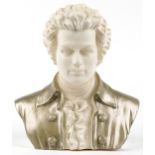 White and silver painted bust of Mozart, 31cm high : For further information on this lot please