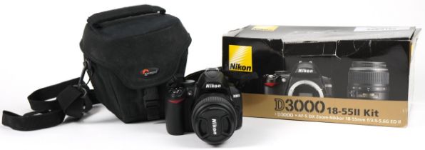 Nikon D3000 camera with accessories and box : For further information on this lot please visit