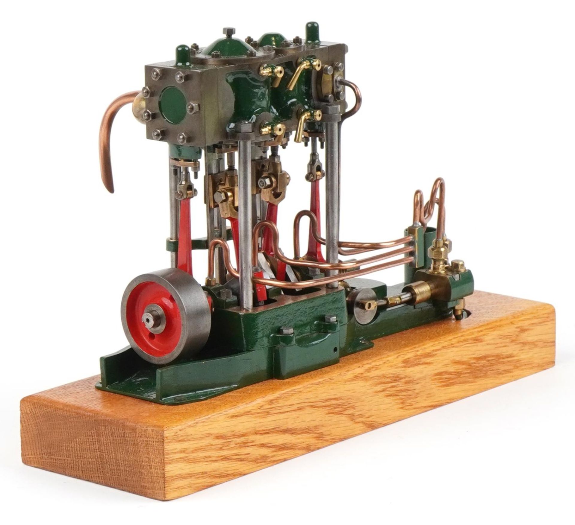 Scratch built steam beam engine on wooden block base, 30.5cm in length : For further information - Bild 2 aus 4