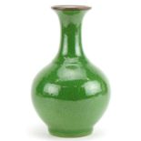 Chinese Ge ware type porcelain vase having a green crackle glaze, 22cm high : For further