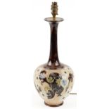 Doulton Lambeth, Art Nouveau Slater's Patent stoneware vase table lamp hand painted and decorated in