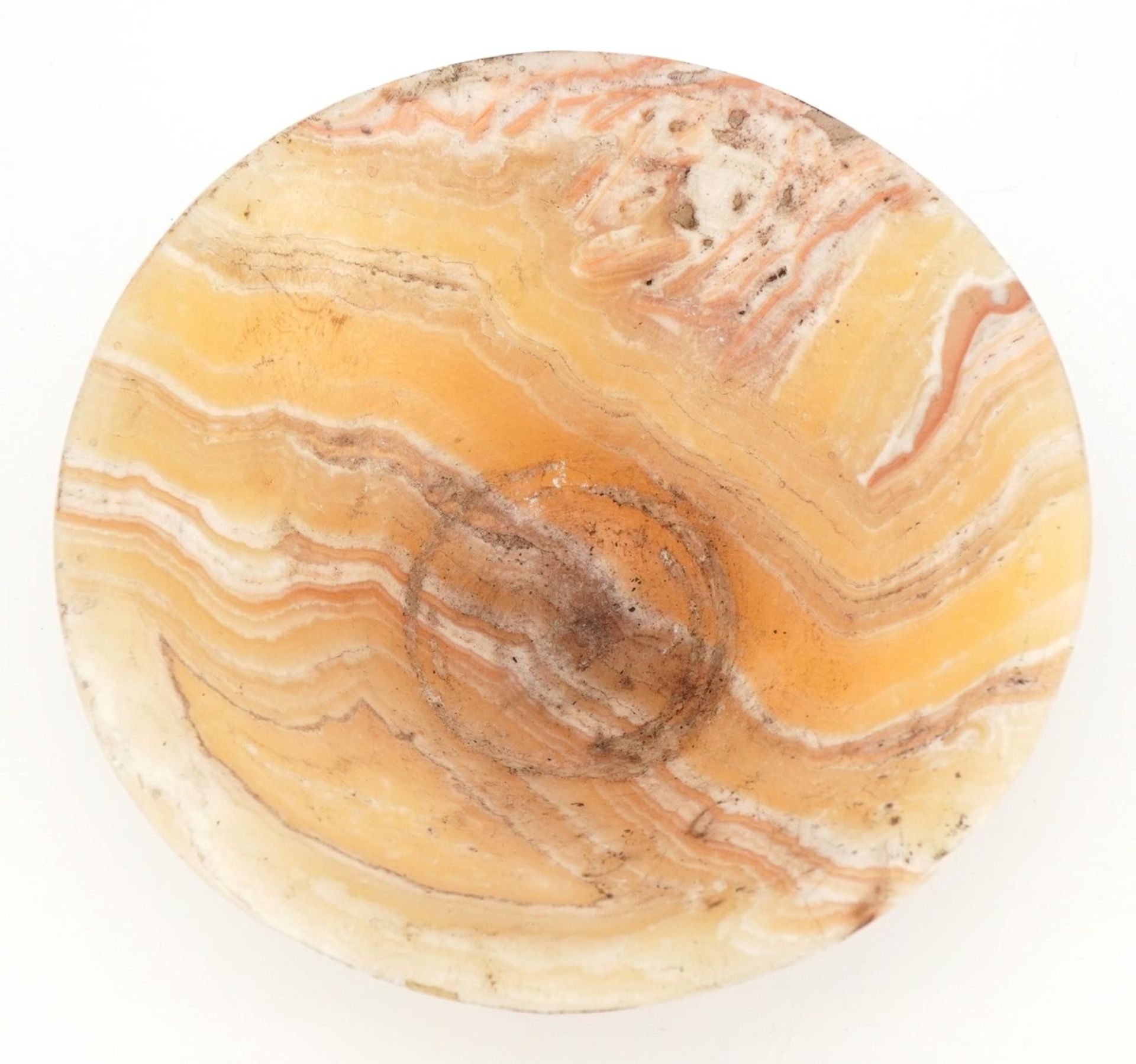 Egyptian style alabaster bowl of tapering form, 16cm in diameter : For further information on this - Image 3 of 4