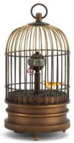 Clockwork automaton bird cage alarm clock, 14cm high : For further information on this lot please