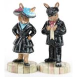 Pair of Royal Doulton Bunnykins figures with certificates comprising Pearly King DB411 and Pearly