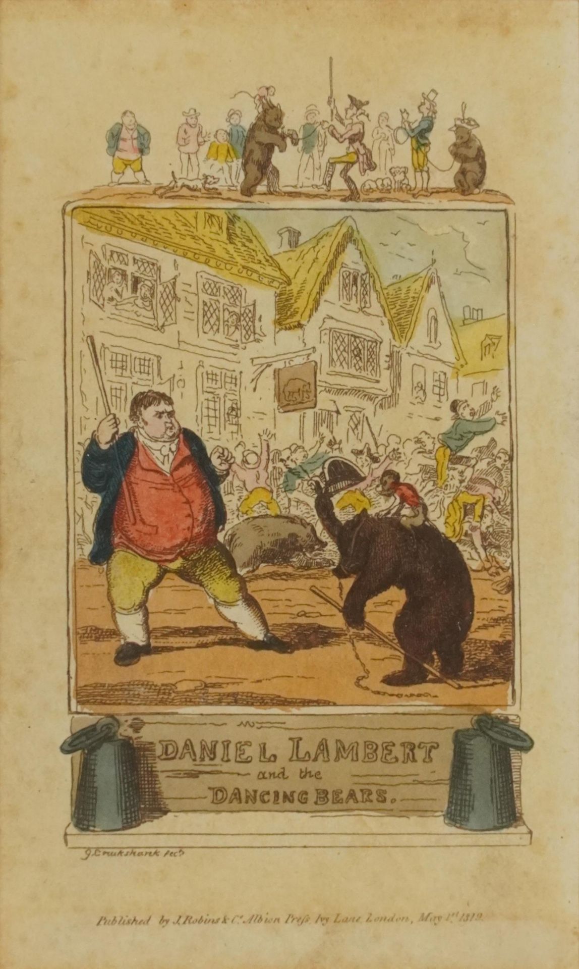 After G Cruikshank - Daniel Lambert and the Dancing Bears and Cook the Actor, pair of early 19th - Image 2 of 9