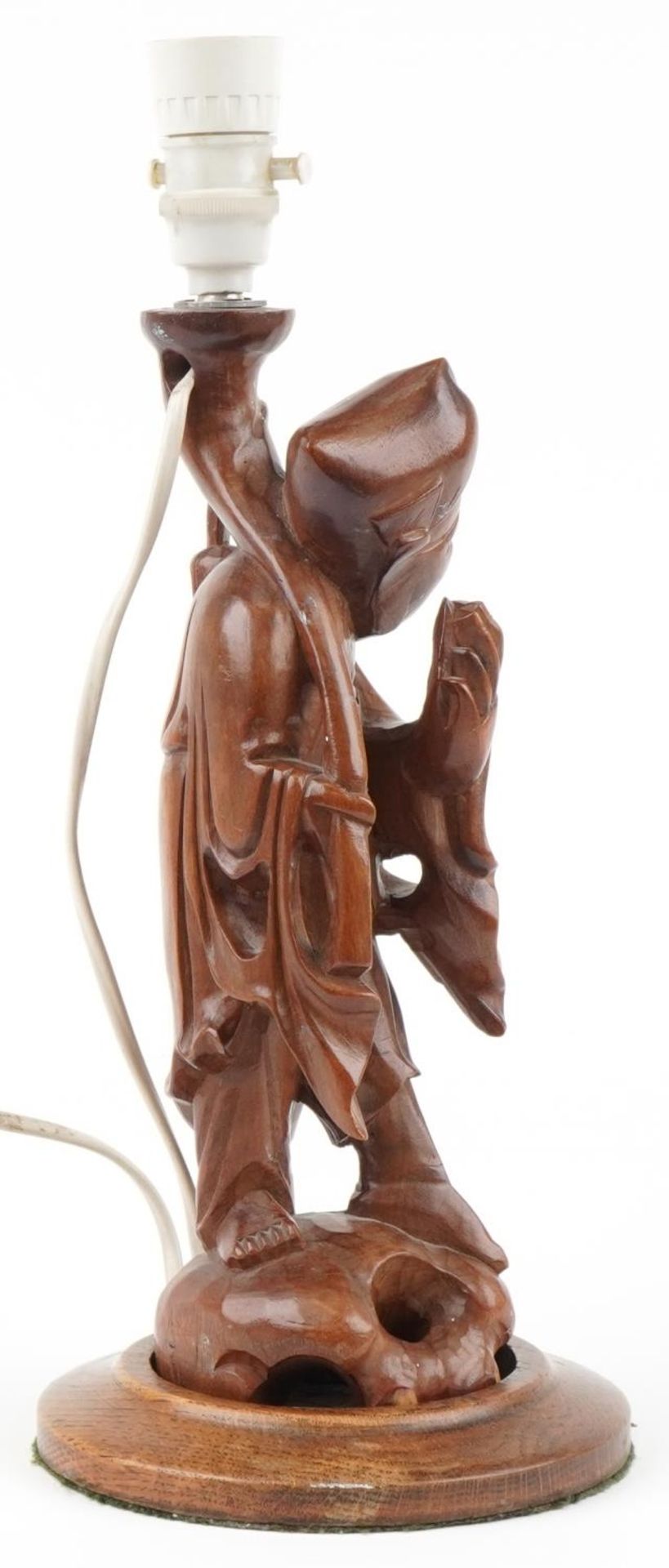 Chinese carved root wood table lamp in the form of an elder, 38.5cm high : For further information - Bild 4 aus 5
