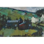 John Tookey - New Biggin, Teesdale, signed acrylic, inscribed At the Mall Gallery label verso,