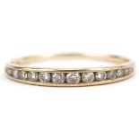 9ct gold diamond half eternity ring, total diamond weight approximately 0.25 carat, size O, 0.8g :