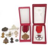 Militaria including Polish Order of the Banner of Work, Cross of Merit Third Class and cap