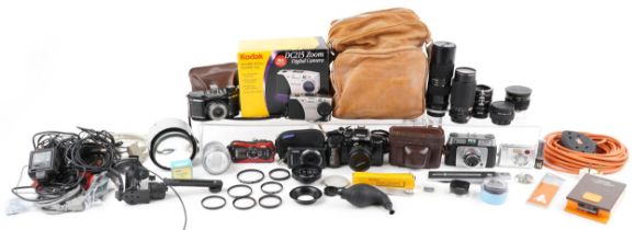 Vintage and later cameras and accessories including Kodak, Praktica, Fujifilm and Nikon : For