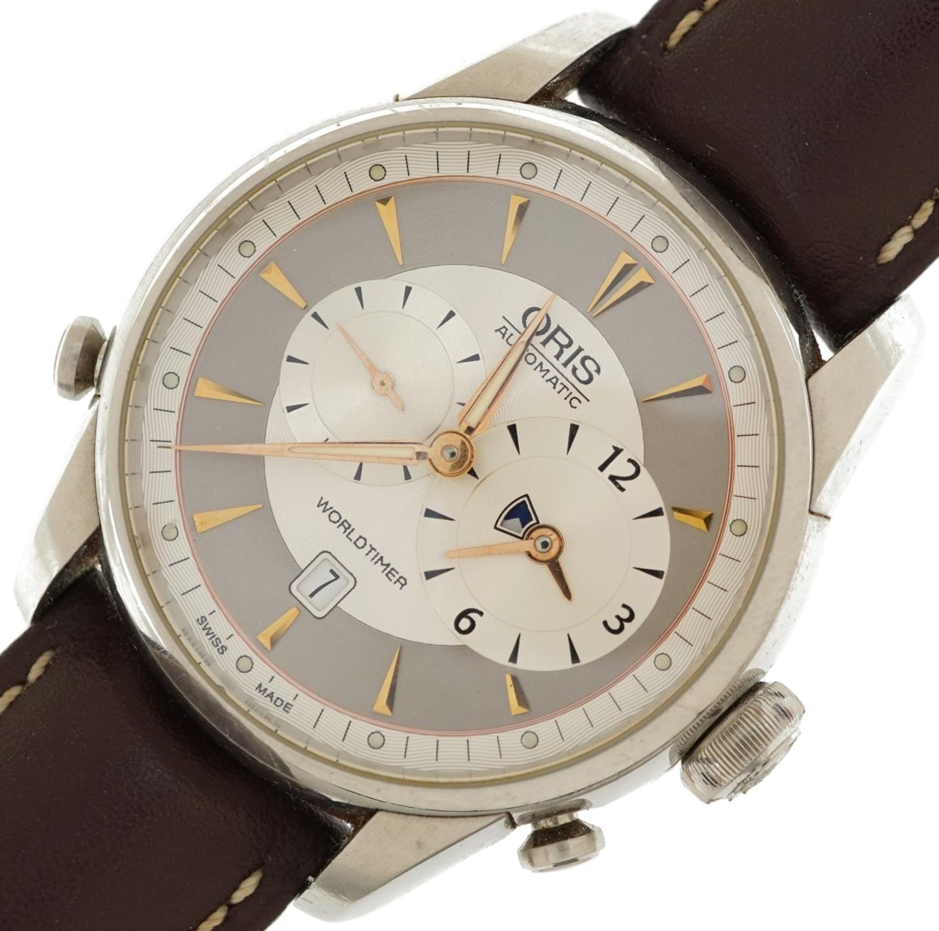 Oris, gentlemen's stainless steel Oris Worldtimer automatic wristwatch, model 7581, the case 42mm in