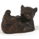 German patinated bronze bear impressed 189 Geschutzt Depose to the base, 9.5cm in length : For