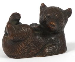 German patinated bronze bear impressed 189 Geschutzt Depose to the base, 9.5cm in length : For