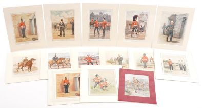 Thirteen 19th century and later military interest coloured prints including examples after R Caton