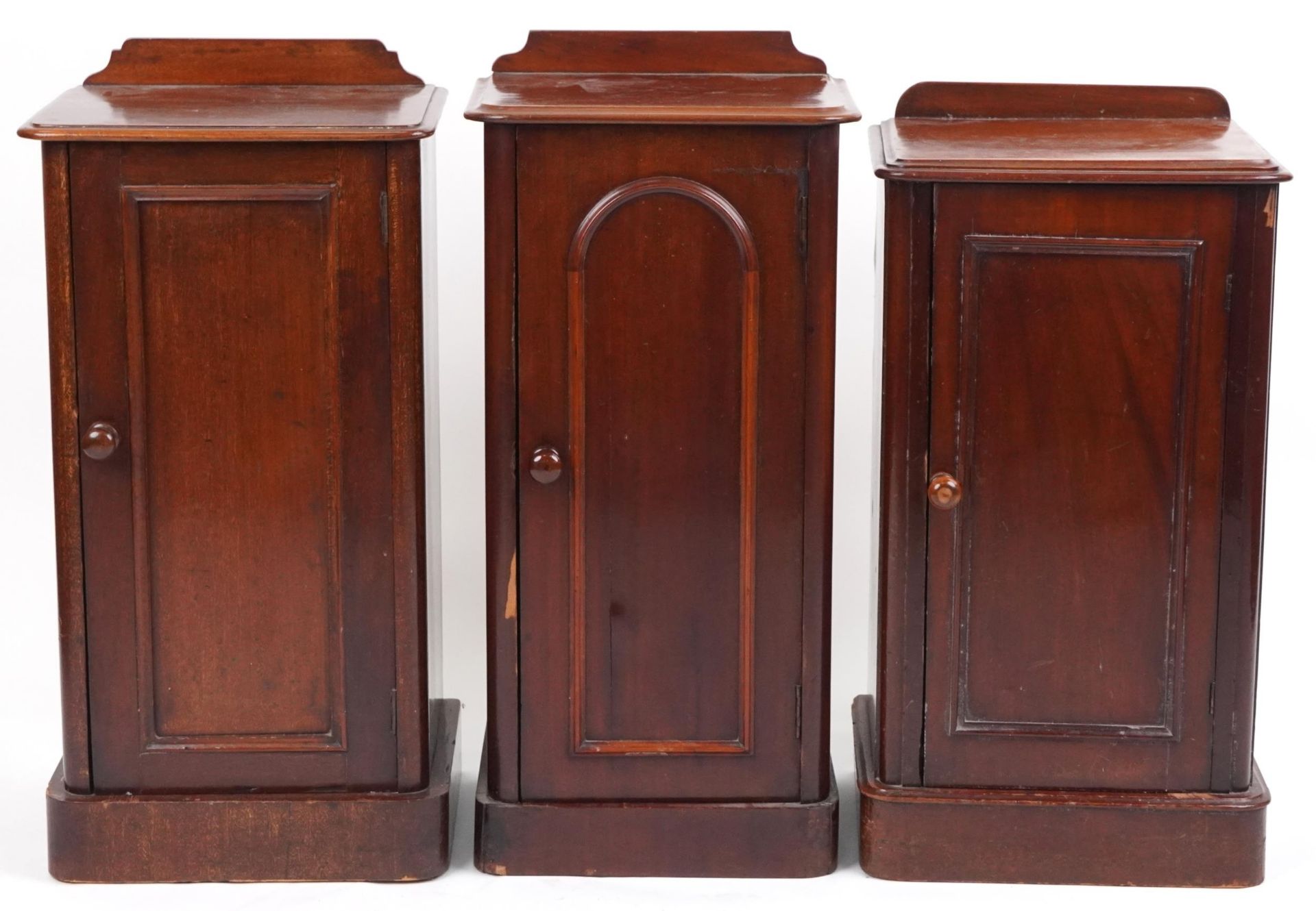 Three Victorian mahogany pot cupboards, the largest 76cm high : For further information on this - Image 2 of 4