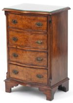 Walnut serpentine front four drawer chest, 76cm H x 48cm W x 36cm D : For further information on