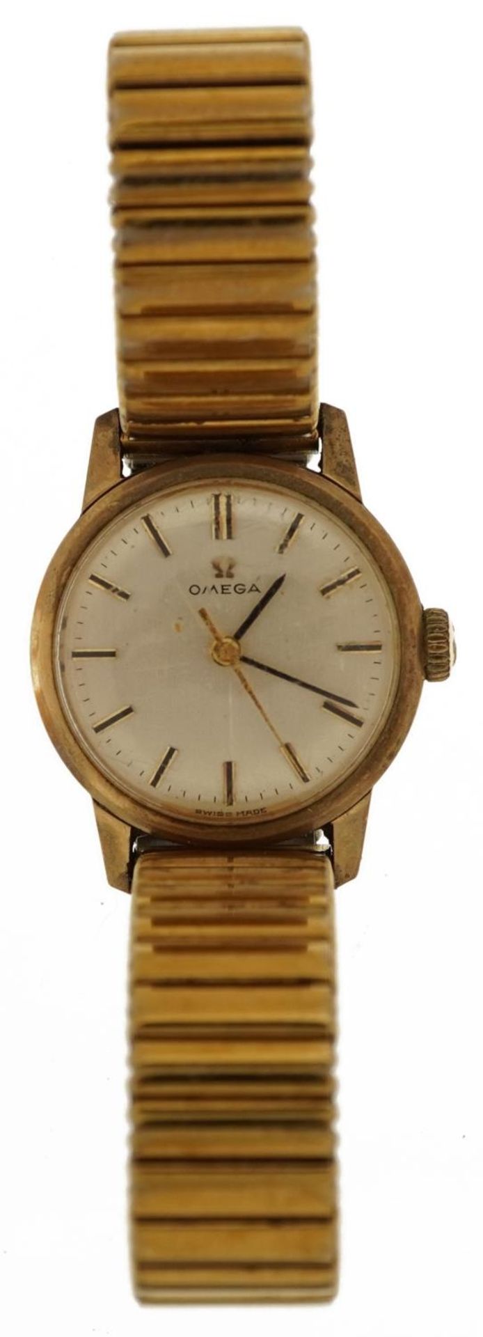 Omega, ladies 9ct gold Omega manual wristwatch with gold plated strap, the movement numbered 630, - Image 2 of 6
