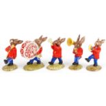 Five Royal Doulton Bunnykins Oompah band figures comprising Drummer Bunnykins, Drum-Major Bunnykins,