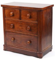 Victorian four drawer chest on bun feet, 92cm H x 88cm W x 50cm D : For further information on