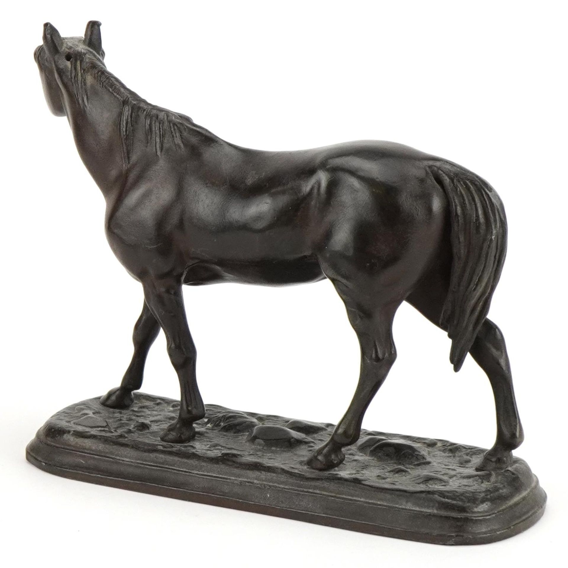 Patinated spelter horse impressed ER, 19cm in length : For further information on this lot please - Bild 2 aus 4