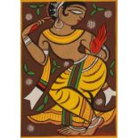 Circle of Jamini Ray - Portrait of a dancer, Indian school gouache, mounted, framed and glazed, 33.