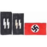 Three German military interest flags including two SS examples : For further information on this lot