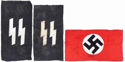 Three German military interest flags including two SS examples : For further information on this lot