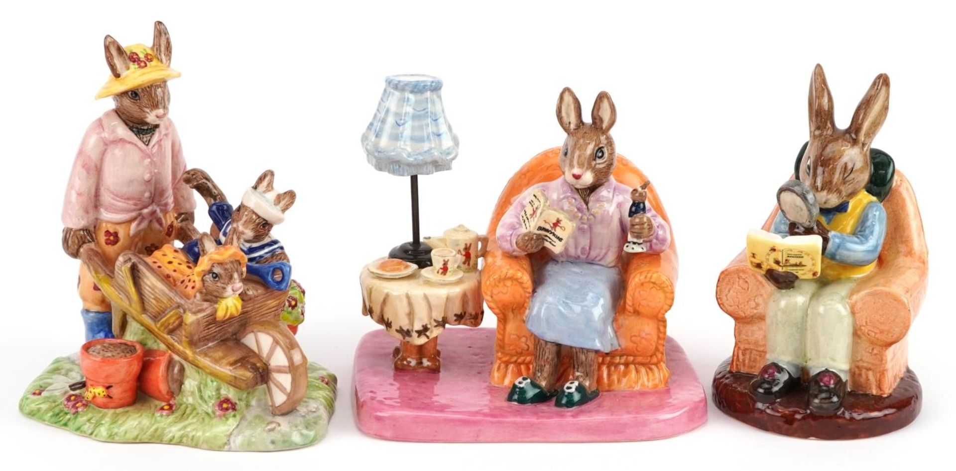 Three Royal Doulton Bunnykins figures, two with certificates, comprising Collector Bunnykins, Home