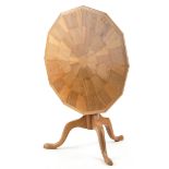 Lightwood tilt top dodecagon occasional table on tripod base, 47.5cm high x 58cm in diameter : For