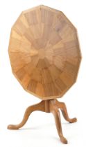 Lightwood tilt top dodecagon occasional table on tripod base, 47.5cm high x 58cm in diameter : For