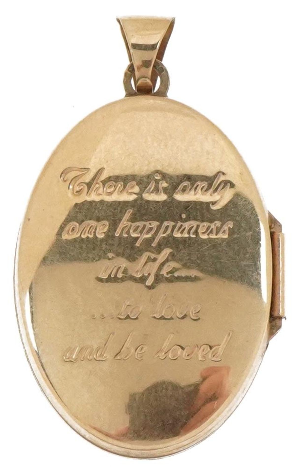 9ct gold engraved love poem locket, 3.2cm high, 3.3g : For further information on this lot please - Image 3 of 3