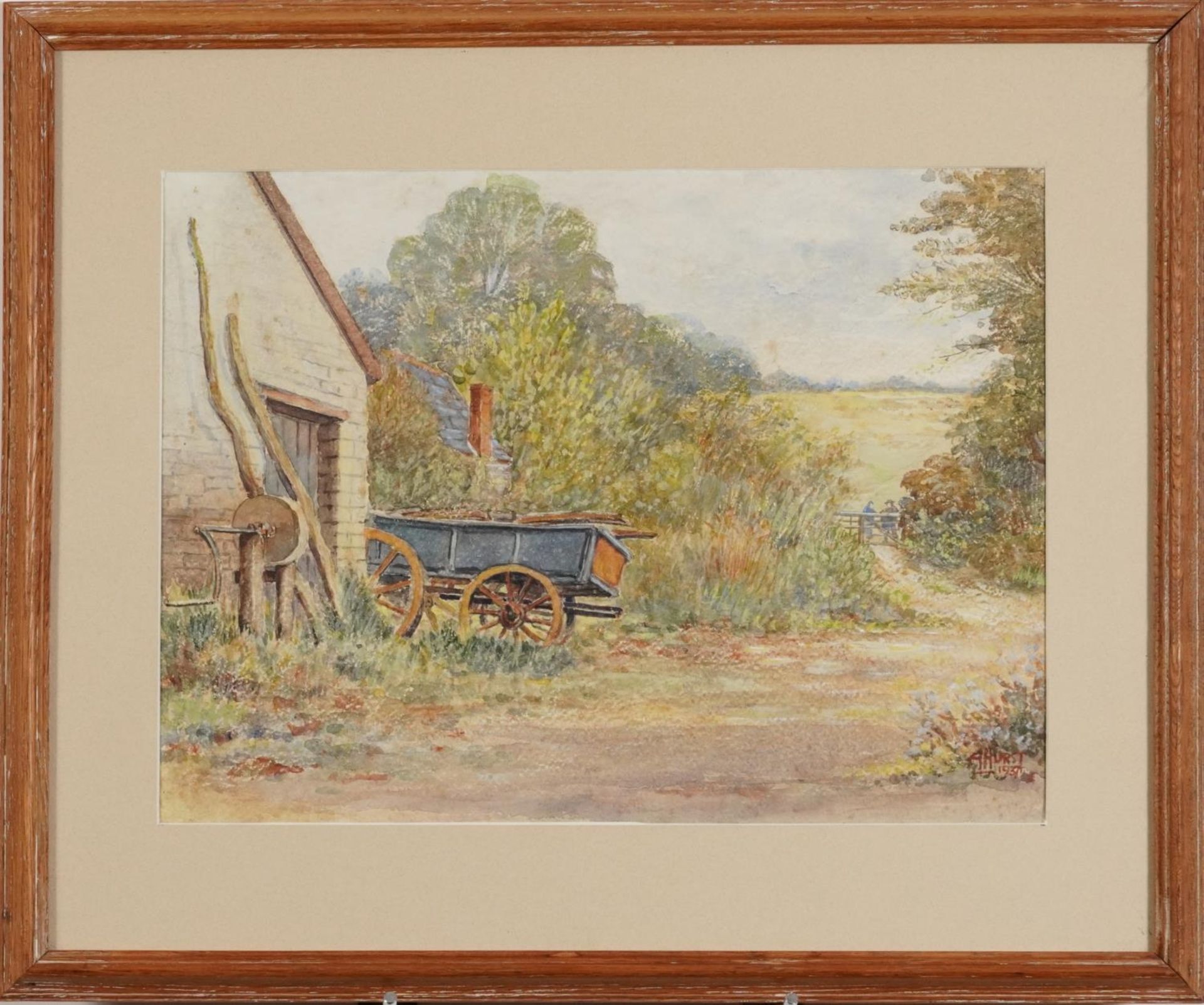 Arthur Hurst 1937 - Back of Westbrook House, signed watercolour, mounted, framed and glazed, 35. - Image 2 of 6