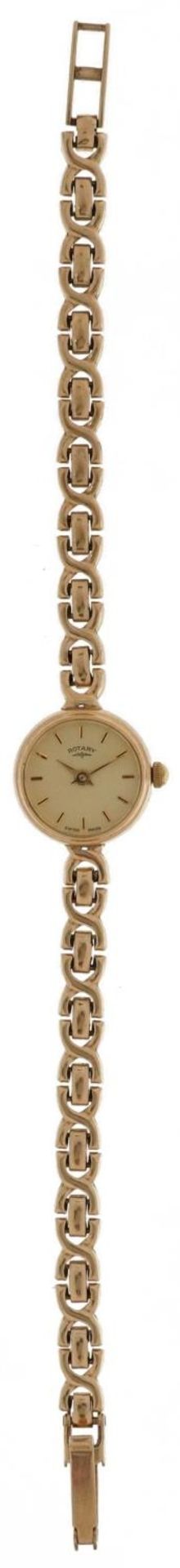 Rotary, ladies 9ct gold wristwatch with 9ct gold strap, 15mm in diameter, total weight 10.8g : For - Bild 2 aus 5