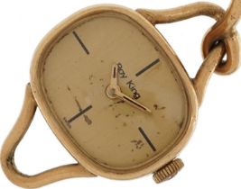 Roy King, ladies 9ct gold wristwatch with 9ct gold strap, the case 23mm wide, total weight 16.4g :