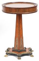 French pedestal centre table with gilt brass mounts, 73cm high x 51cm in diameter : For further