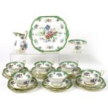 Hammersley & Co floral six place tea service retailed by T Goode & Co, the largest 25cm wide : For