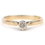 9ct gold diamond solitaire ring, size O, 2.0g : For further information on this lot please visit