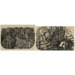Eric Ravilious - Farming Scenes, two wood engravings, each inscribed Kynoch Press notebook