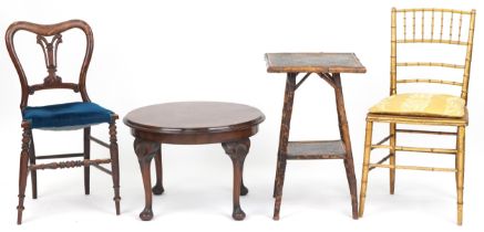 Antique and later occasional furniture including an aesthetic bamboo occasional table with under