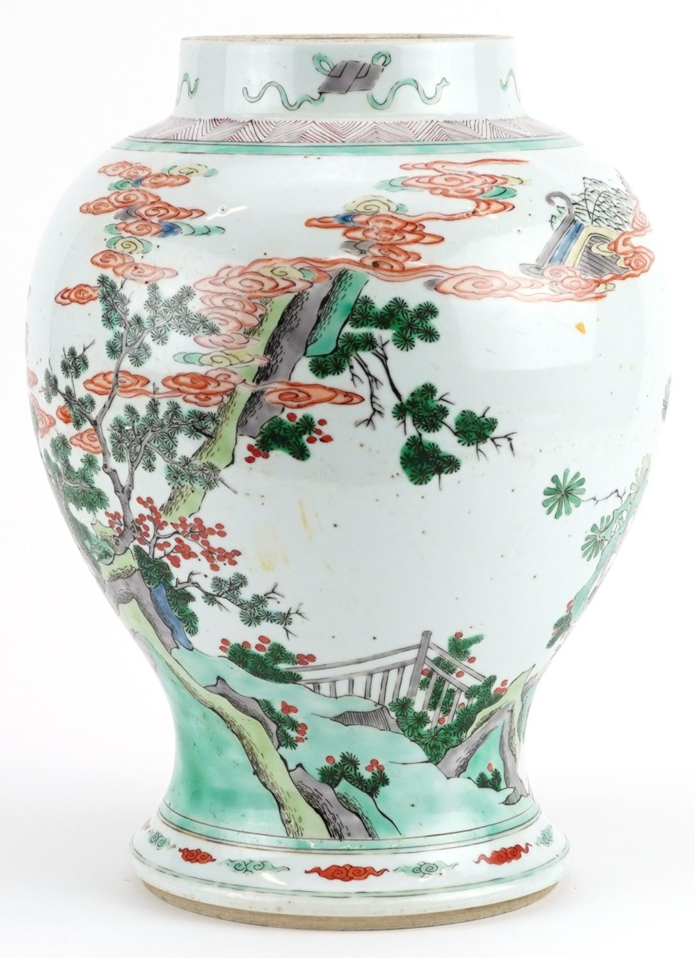Chinese porcelain baluster vase hand painted in the famille verte palette with emperors and - Bild 4 aus 7