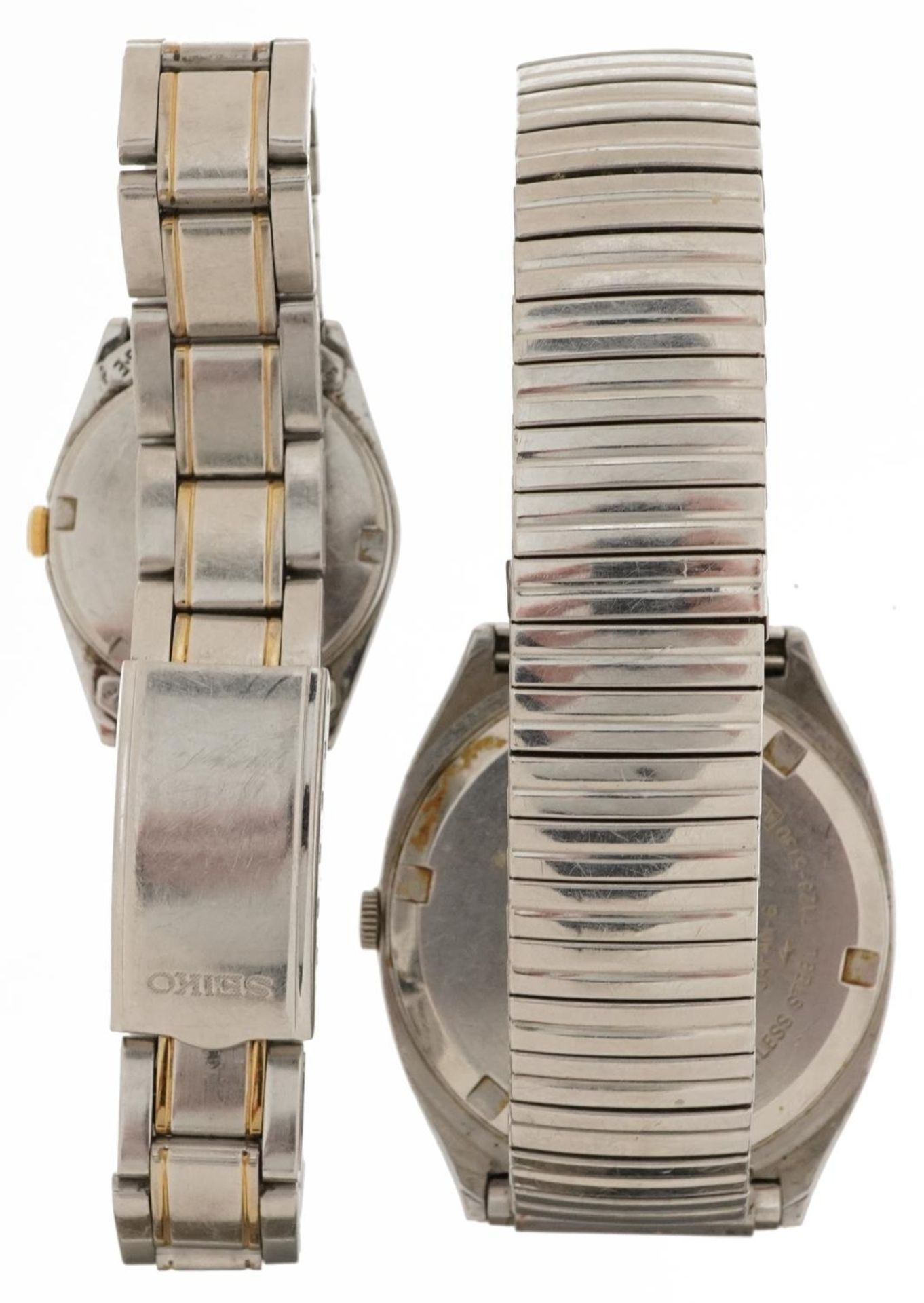Seiko, two ladies and gentlemen's wristwatches, each with day/date aperture : For further - Image 3 of 5