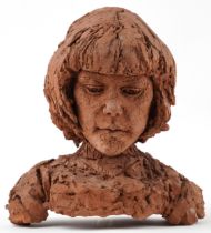 Mid century style terracotta bust of a young female, 31cm high : For further information on this lot