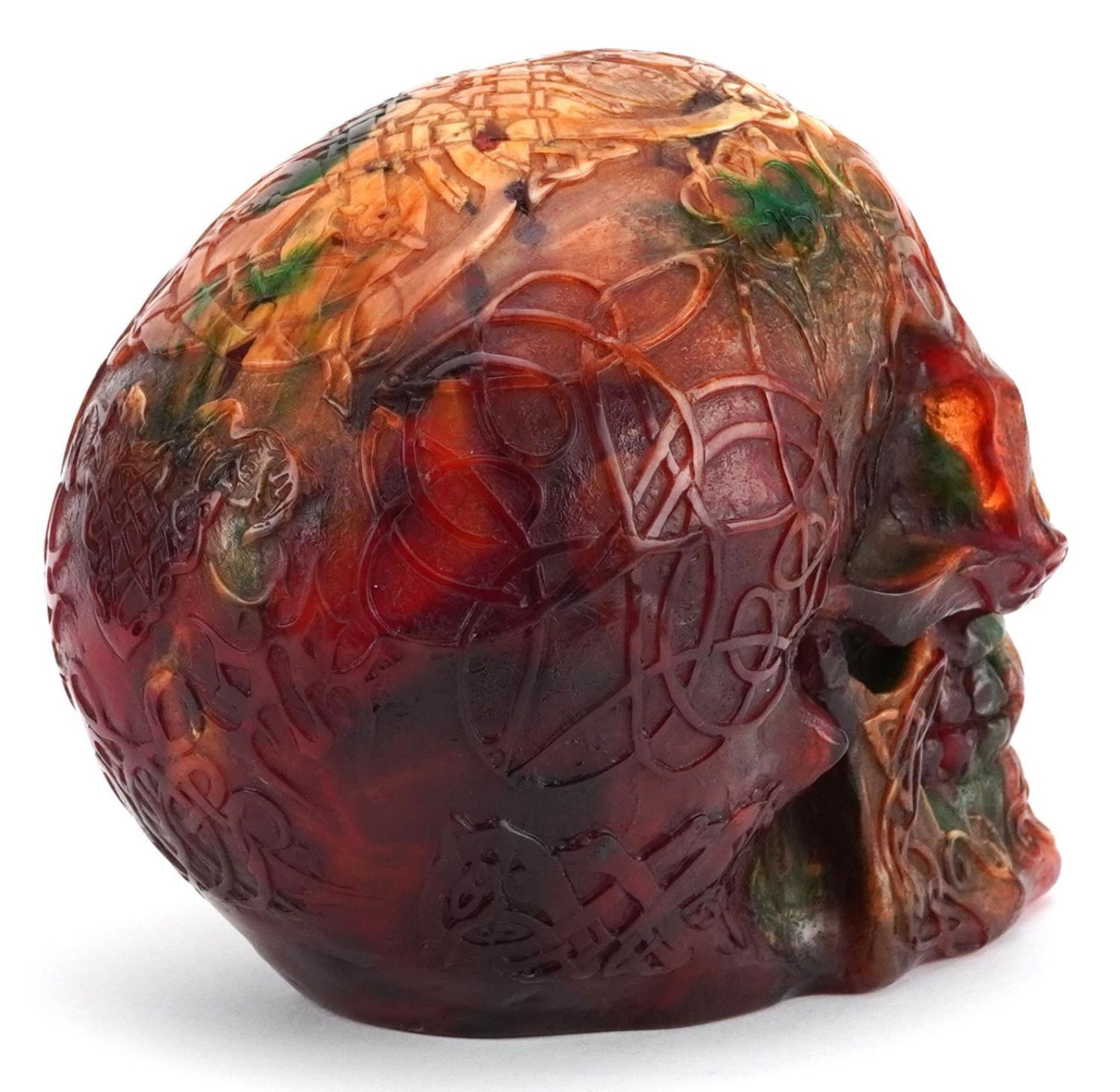 Large amber style study of a human skull, 13cm high : For further information on this lot please - Image 2 of 3