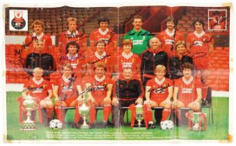 1980s sporting interest Liverpool Football Club poster signed in ink including Alan Hanson, Mark